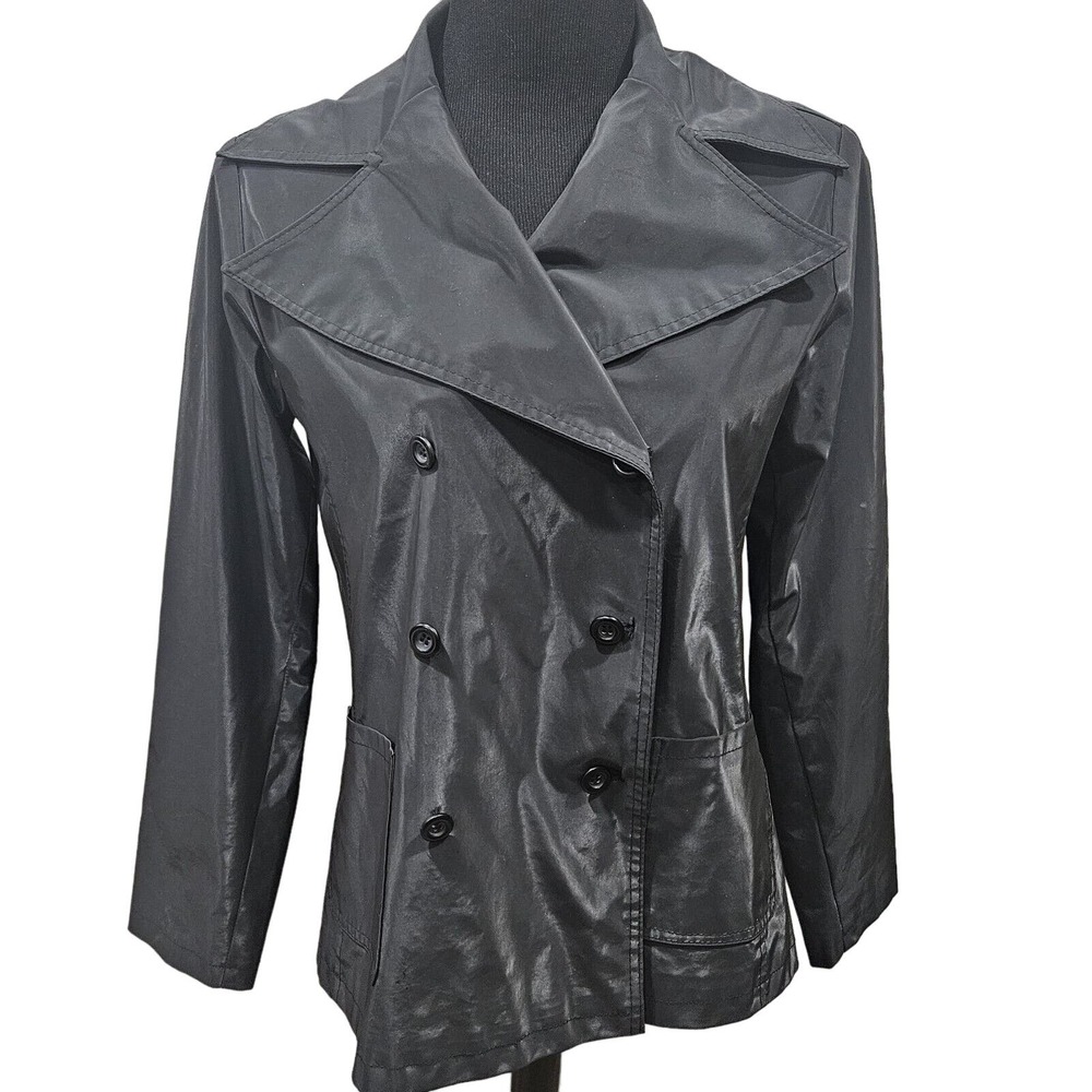 BB Dakota Pret A Porter Vinyl Black Double Breasted Y2K Retro Jacket Size Medium